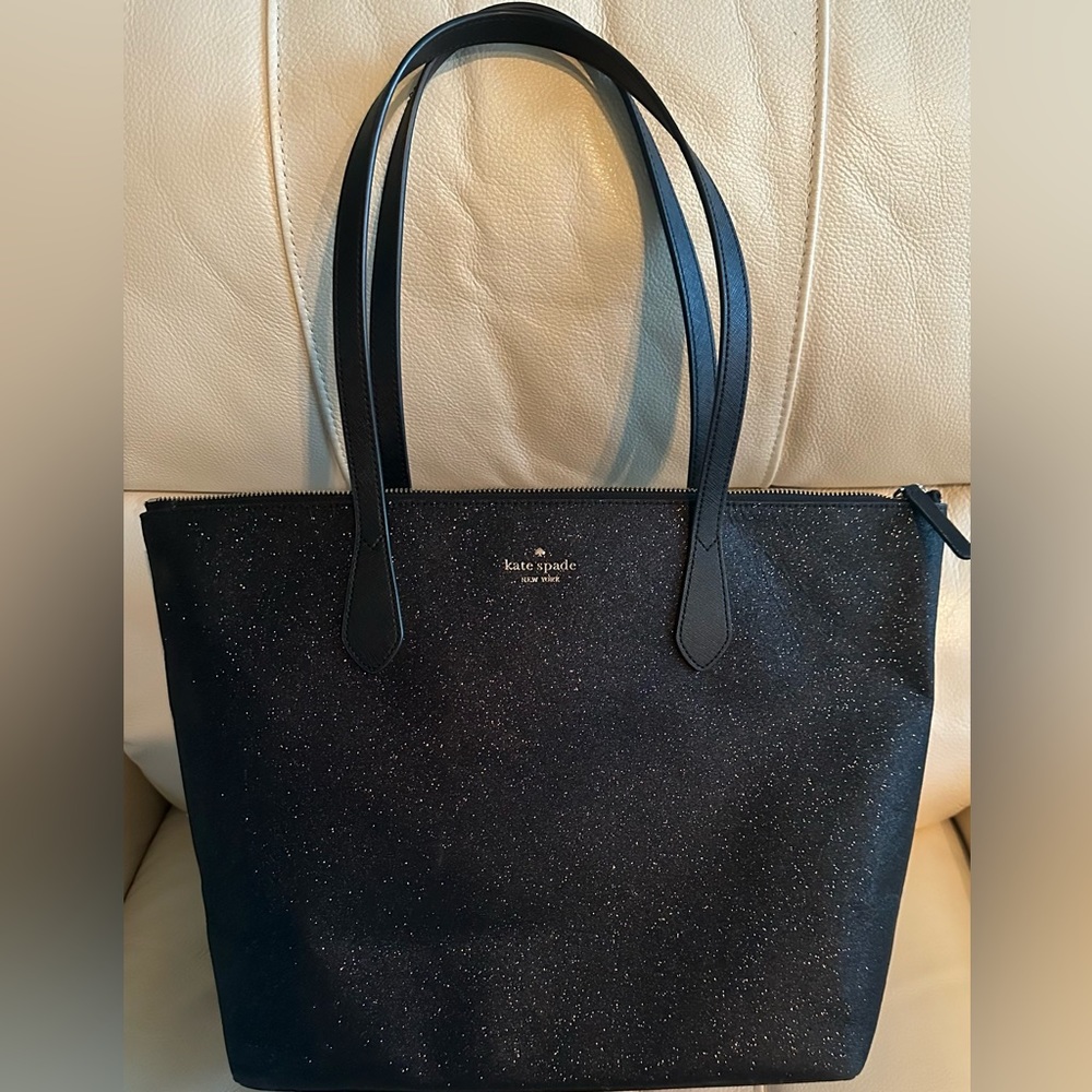 Gently used glittery black Kate Spade tote